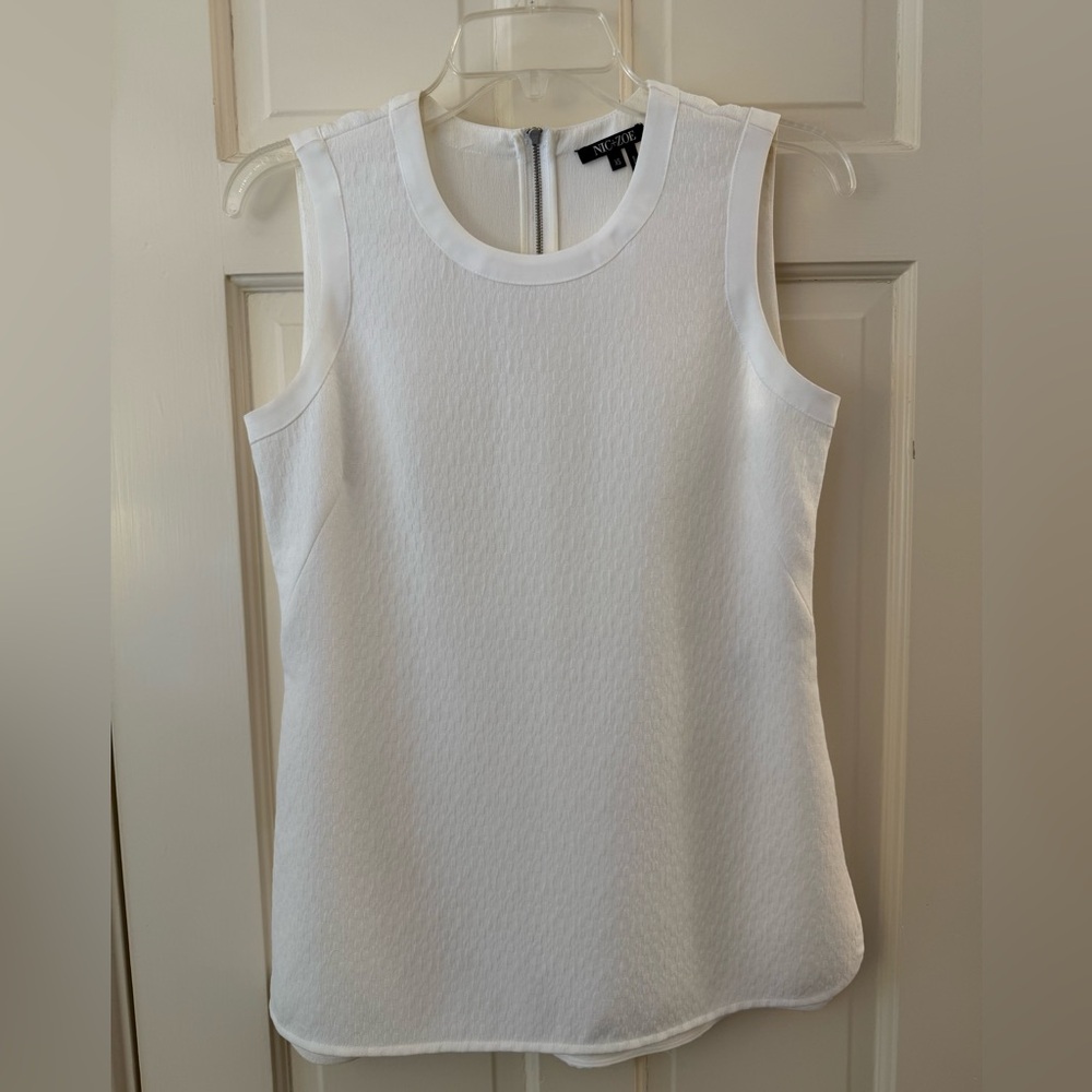NIC+ZOE Textured White tunic, sleeveless, fitted size xs